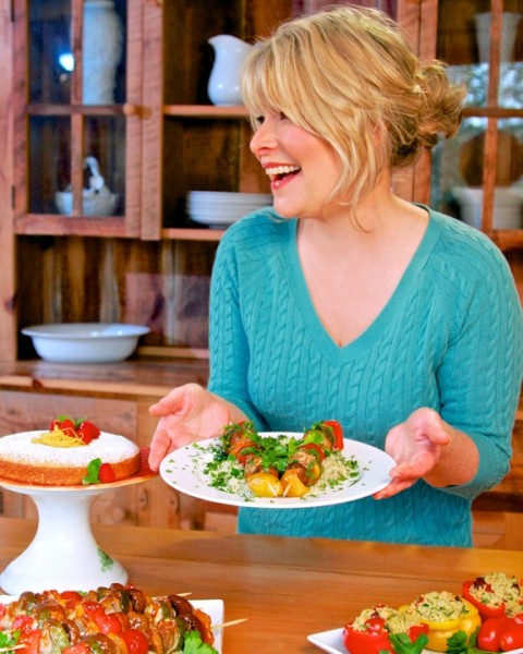 Laura Theodore in Turquoise Sweater