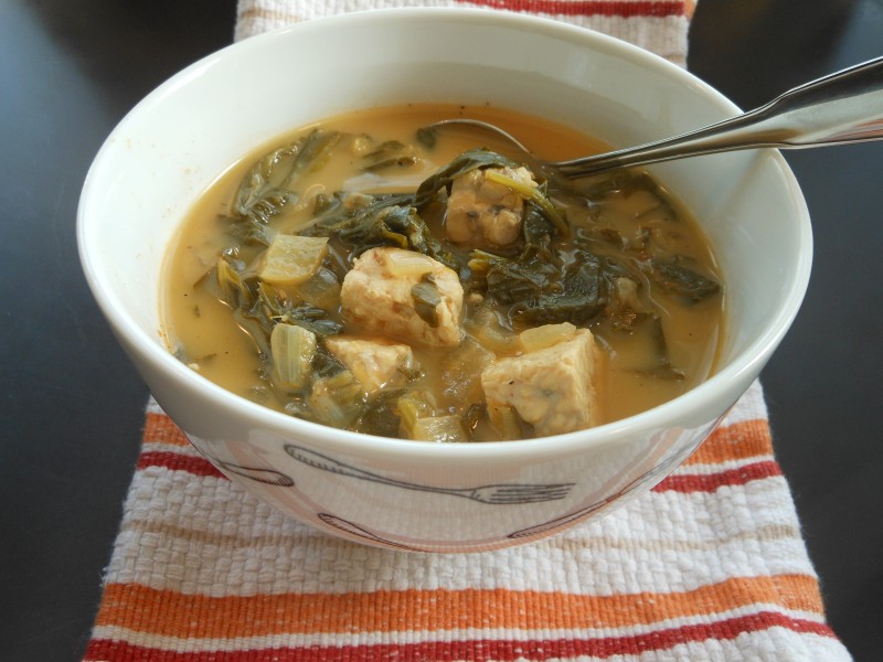 Tempeh and Turnip Green Soup