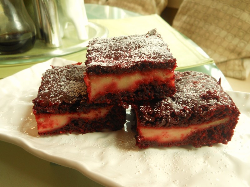 Red Velvet Brownies with Cream Cheese Layer 2