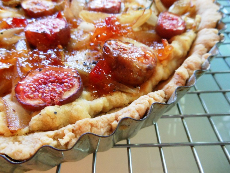 White Bean, Caramelized Sagey Onions, Fresh Fig and Pepper Relish Tart--detail