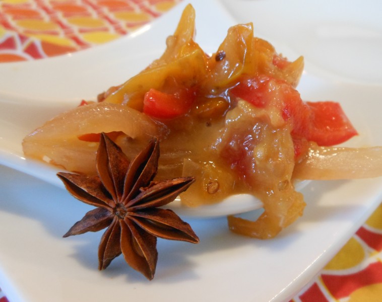 Fresh Ginger, Anise, Golden Tomato, and Red Bell Pepper Jam with Star Anise 2