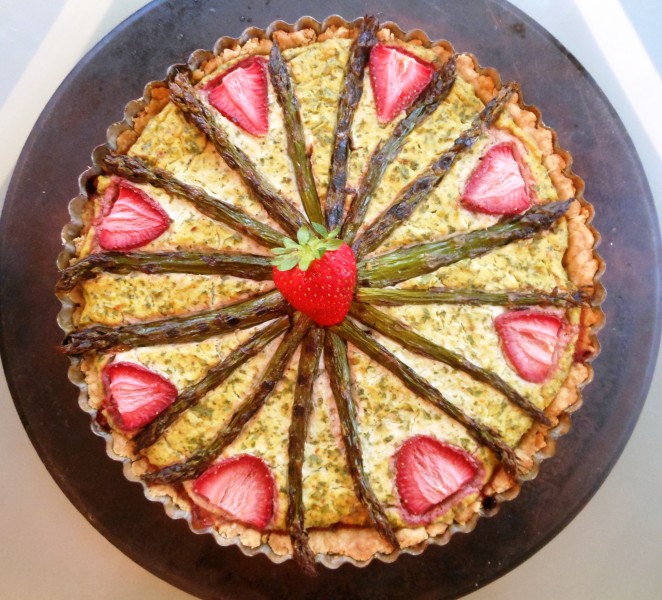 Grilled Asparagus, Kale and Strawberry Quiche--Birdseye View