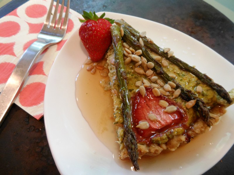 Grilled Asparagus, Kale and Strawberry Quiche--Slice