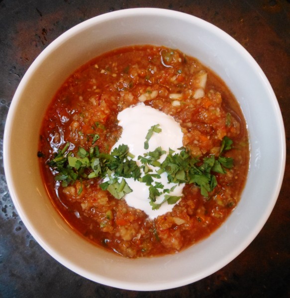 Grilled Watermelon Gazpacho--Aerial