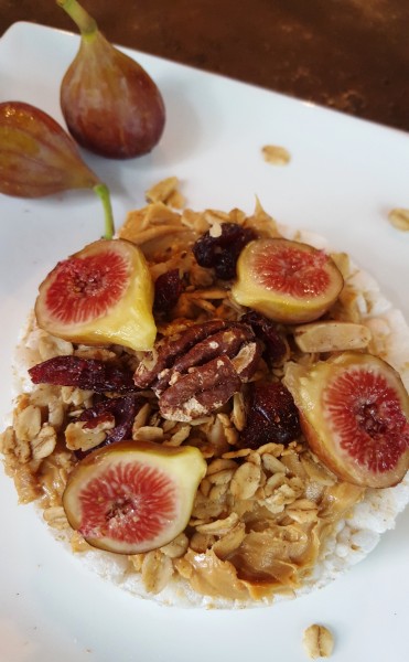 Peanut Butter, Granola, and Fresh Fig Ricecake