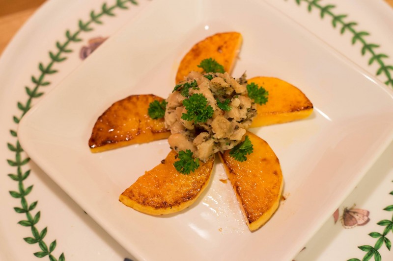 Grilled Butternut Squash with White Beans and Olivada