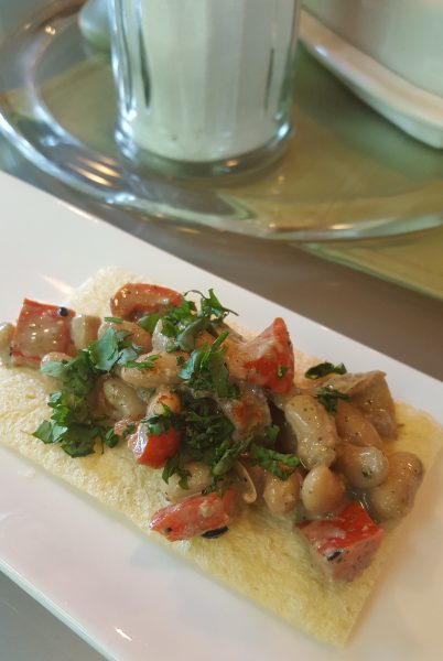 Cannelini Bean and Pesto Salad with Grilled Onions and Red Bell Peppers