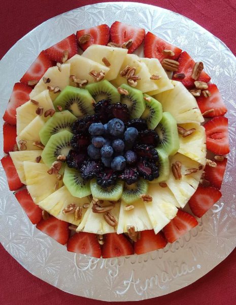 Cheesecake Topped with Fruit Pinwheel