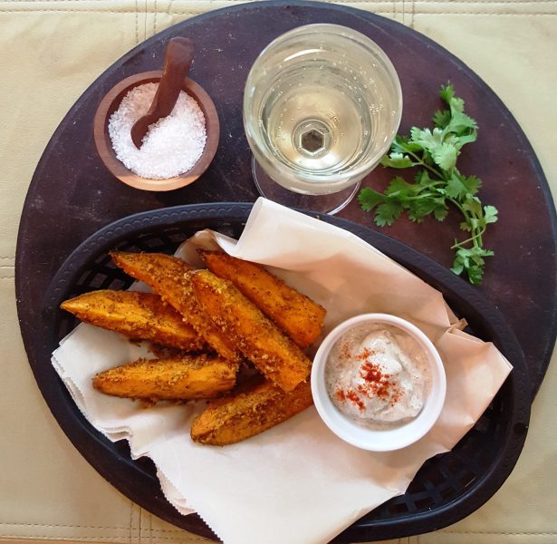 Indian Spiced French Fries and Champagne--aerial