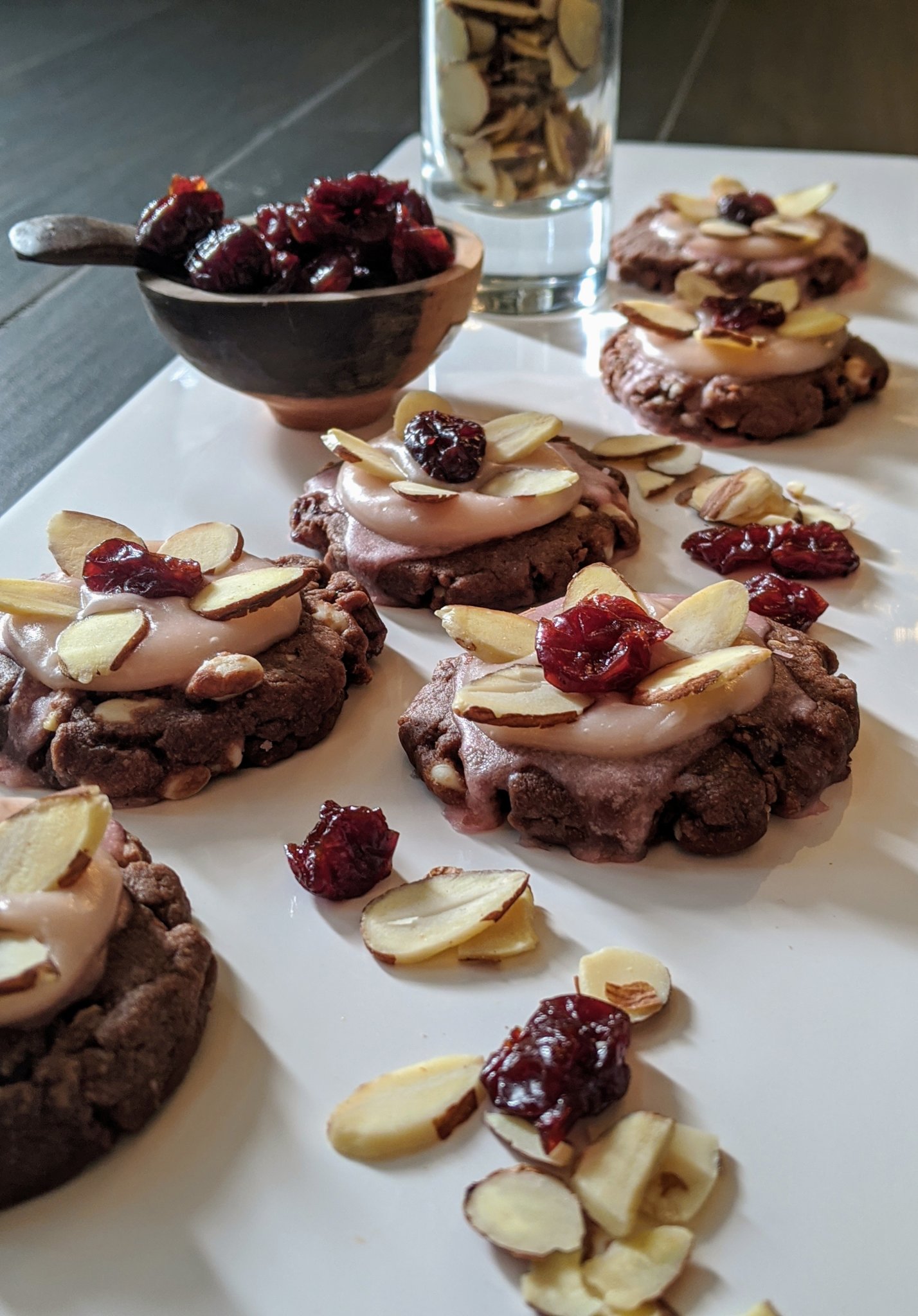 ChocolateOrangeAlmond Shortbread Cookies with Dried Cherries and