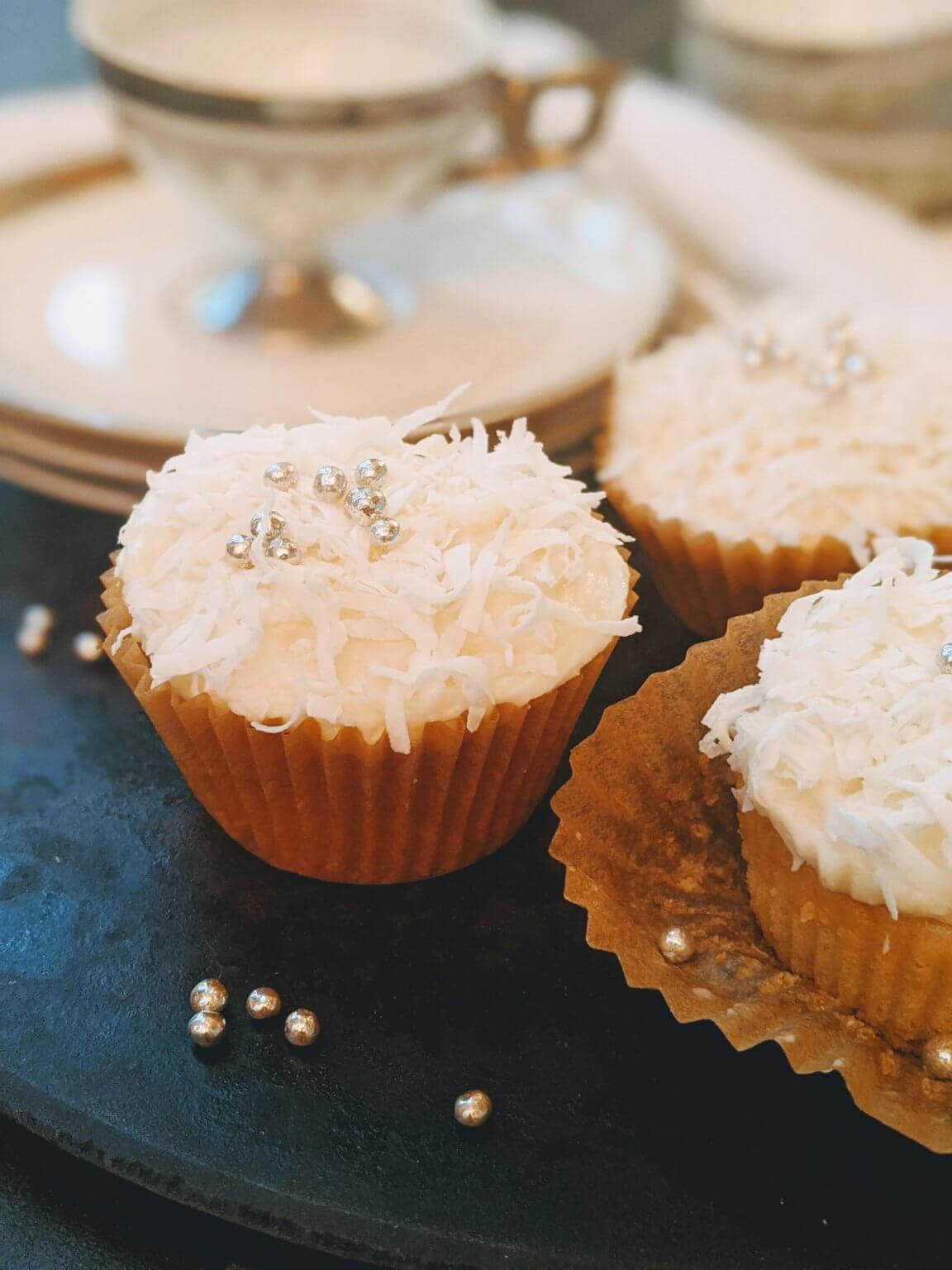 Small Batch Coconut Cupcakes with Coconut Pastry Cream and Coconut