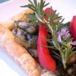 Vegan White Bean, Caramelized Onion and Pesto Tart