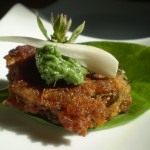 Vegan Parsnip, Kasha, and Spinach Fritters with Indian Cilantro or Mint Chutney