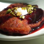 Vegan Mediterranean Beet Cakes with Beet-Pomegranate Reduction