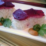 Vegan Thai-Fusion Beet Sushi with Vegan Thai Chili-Garlic-Ginger Mayo