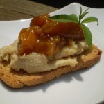 My Platter Blooms on One Green Planet: Crostini Topped with Creamy Macadamia “Cheese” Spread and Fresh Curried Fig & Golden Grape Tomato Chutney
