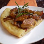 Vegan Caramelized Onion and Apple Pizza with Smokey Cheddar Cheese and Rosemary-Garlic Oil Recipe