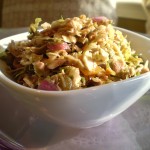 Spicy Vegan Brussels Sprout Slaw with Maple-Mustard-Allspice Vinaigrette