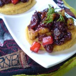 Martha Washington’s Veganized Hoecakes with Savory Dried Cherry and Walnut Chutney for President’s Day and Beyond