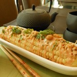 Vegan Charred Corn on the Cob with Thai Chili-Lime Mayo, Coconut, Cilantro and Chopped Peanuts