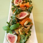 Blooming Platter Kale Salad of Grilled Eggplant, White Beans and Fresh Figs with Herbed Hummus Dressing Published on One Green Planet