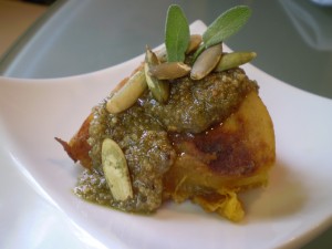 Turks Turban Squash with Pepita-Sage Pesto