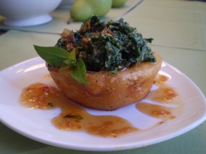 Ruth's Chris Tempura Onion Ring Cups with Creamed Kale