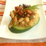 Sliced Cucumber Canapes (or Crostini) with Dill-Scented White Beans and Dried Fig, Olive, and Pine Nut Tapenade (A Yummy Food Blog-Canarias Recipe Competition Entry)
