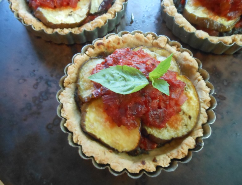 Eggplant and Roasted Red Pepper Tarts--3