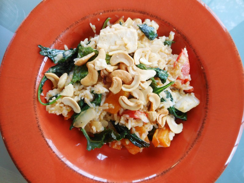 Thai Pumpkin and Tofu in Coconut Red Curry Sauce--Restaurant Leftovers Redux
