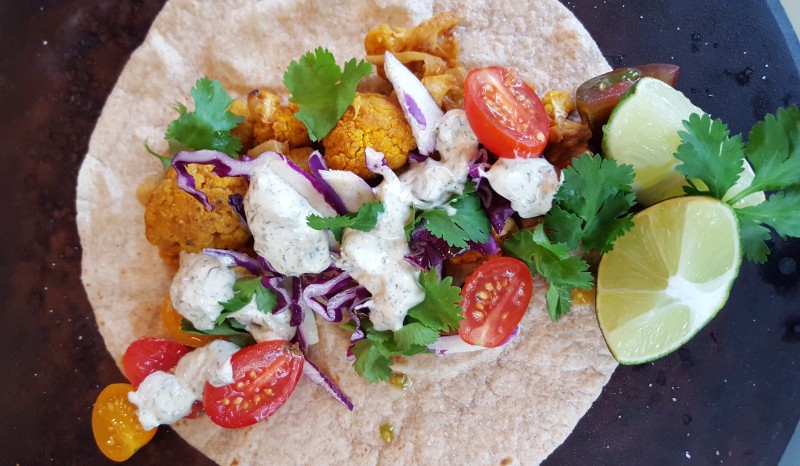 Cauliflower Tacos--Aerial View