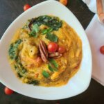 Cheese Grits & Sausage Casserole with Spinach (vegan/plant-based)
