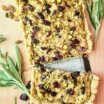 Caramelized Onion, Dried Cranberry & Pistachio Tart (vegan & plant-based)