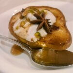 Easy Mediterranean Roasted Pears with Cardamom Greek Yogurt and Turmeric-Honey Drizzle (vegan, plant-based, gf)