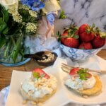 Feta Pancakes w/ Fresh Strawberries & Basil Creme Fraiche (vegan/plant-based/gf)